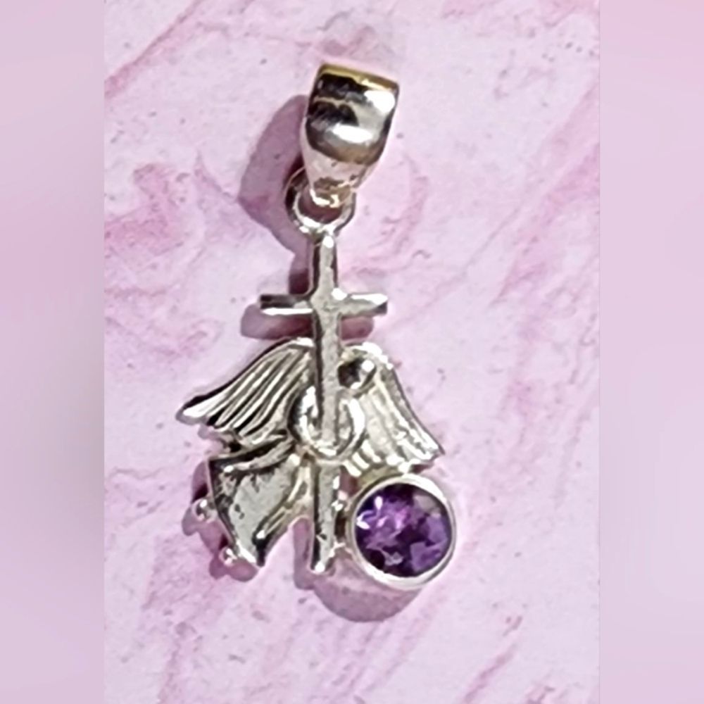 Amythest and Sterling Charm